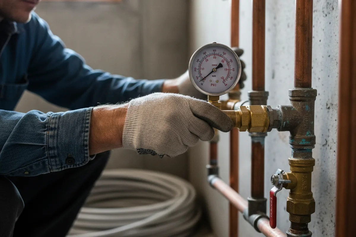 Pressure testing a repaired line during Water Line Repair in Putney